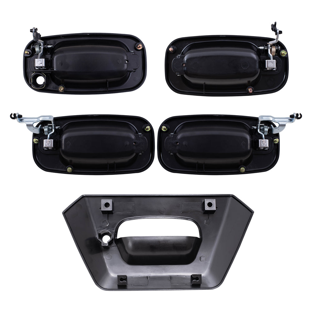 Brock Replacement Front and Rear Outside Door Handles and Tailgate Handle Bezel Paint to Match Black 5 Piece Set Compatible with 2002-2006 Avalanche & 2002-2006 Escalade EXT
