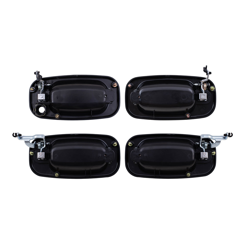 Brock Replacement 4 Pc Set Outside Door Handles Black with Chrome Compatible with 2001-2006 Silverado Pickup Truck