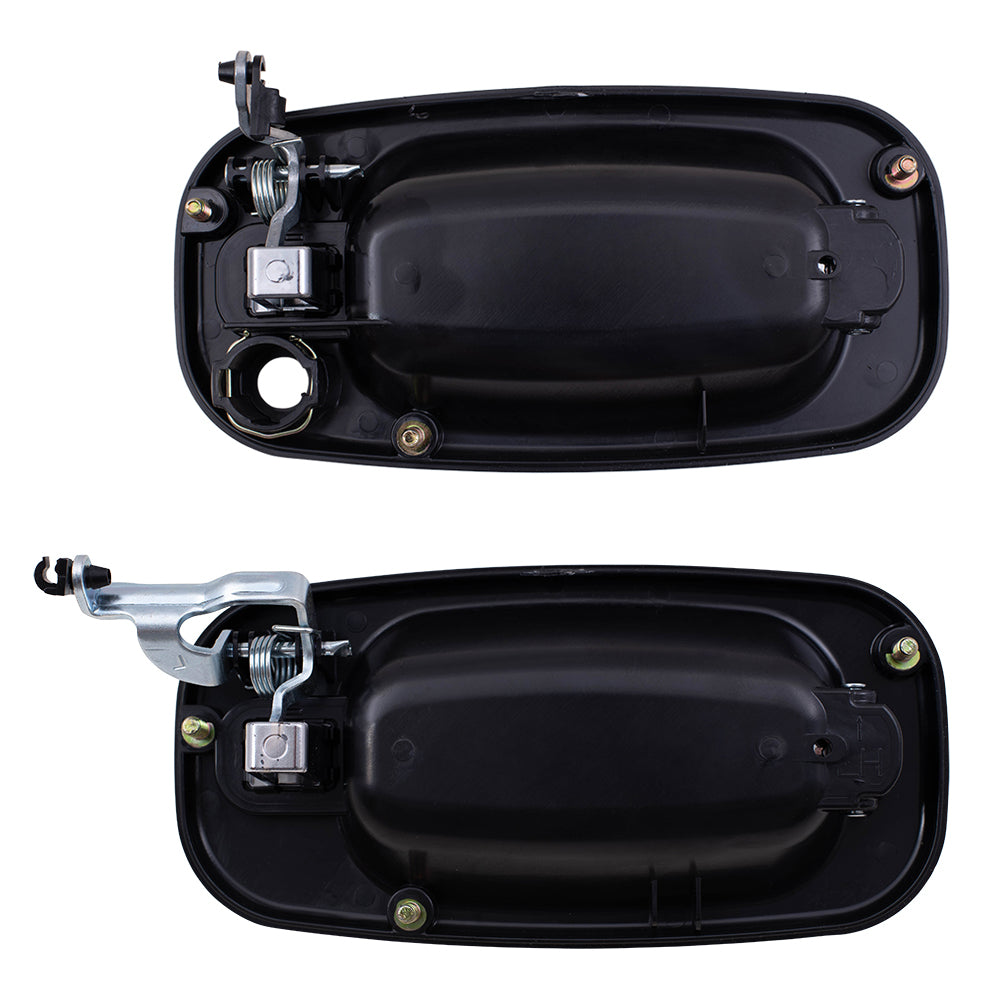 Brock Replacement Driver Side Set of Front & Rear Outside Door Handles Black w/ Chrome Lever Compatible with 1999-2007 Silverado Sierra Pickup Truck 15745149 15745141