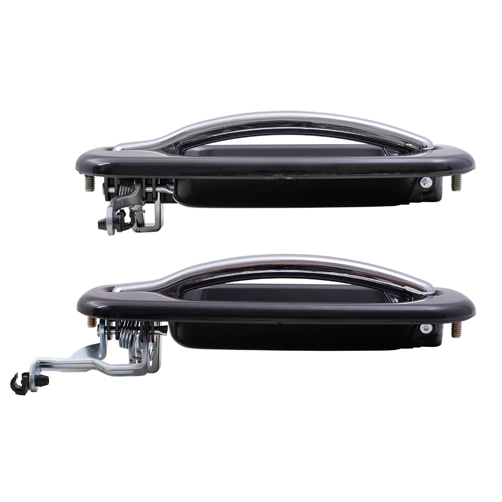 Brock Replacement Driver Side Set of Front & Rear Outside Door Handles Black w/ Chrome Lever Compatible with 1999-2007 Silverado Sierra Pickup Truck 15745149 15745141