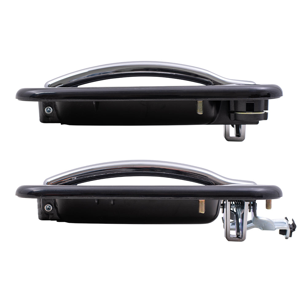 Brock Replacement Driver Side Set of Front & Rear Outside Door Handles Black w/ Chrome Lever Compatible with 1999-2007 Silverado Sierra Pickup Truck 15745149 15745141