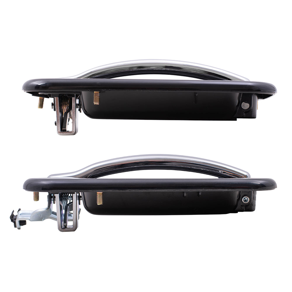 Brock Replacement Passenger Side Set Outside Door Handles Black with Chrome Compatible with 1999-2007 Silverado Sierra Pickup Truck