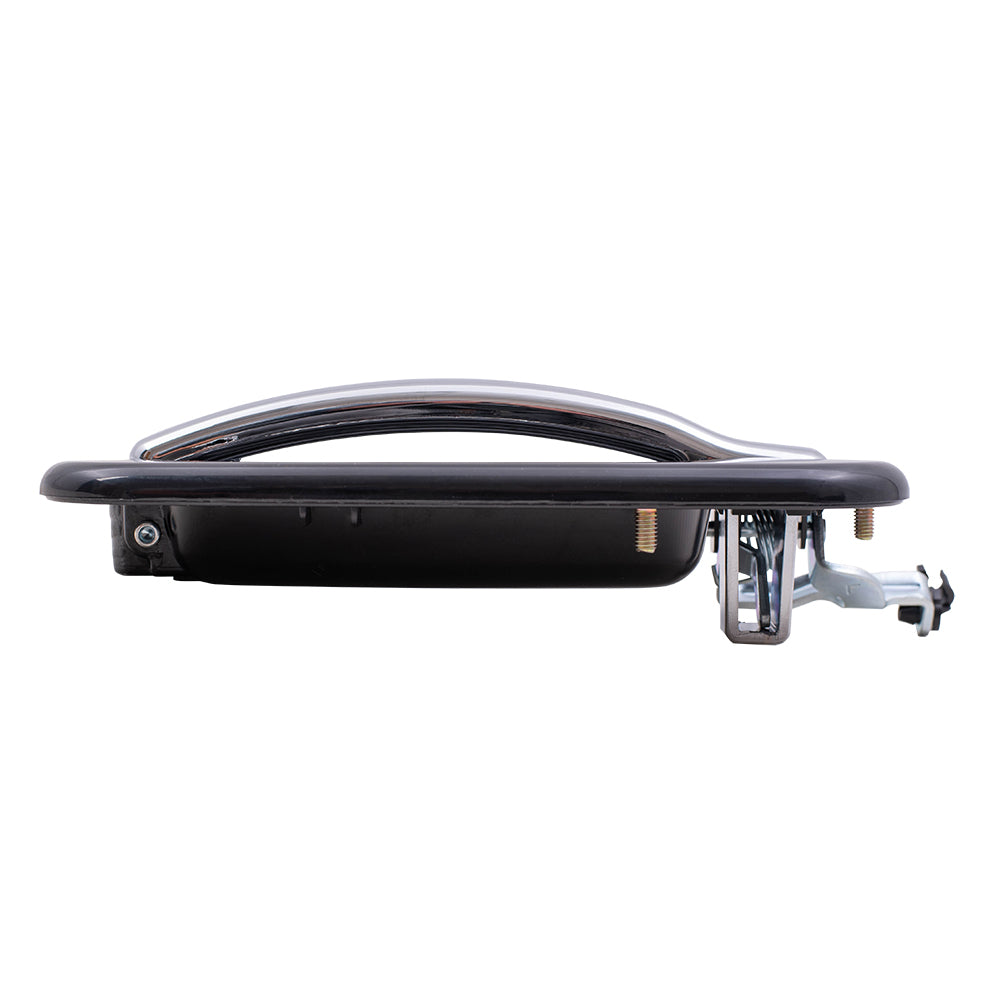 Brock Replacement Set Rear Outside Door Handles Black Bezels w/ Chrome Levers Compatible with 2001-2007 Silverado Sierra Crew Cab Pickup Truck 15745141 15745140