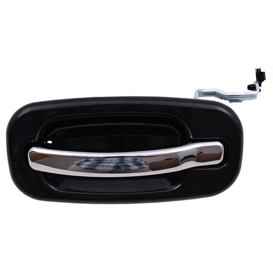 Brock Replacement Driver Rear Outside Door Handle Black Bezel w/ Chrome Lever Compatible with 2001-2007 Silverado Sierra Crew Cab Pickup Truck 15745141
