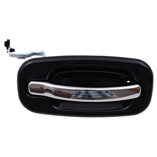 Brock Replacement Passenger Rear Outside Door Handle Black Bezel w/ Chrome Lever Compatible with 2001-2007 Silverado Sierra Crew Cab Pickup Truck