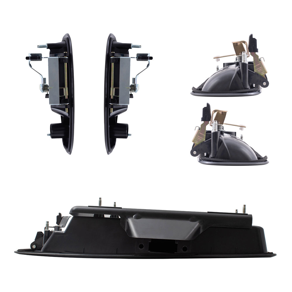 Brock Replacement Outside Textured Black Front Door Handles, Side Hinged Door Handles and Back Handle W/License Plate Bracket 5 Piece Set Compatible with 2003-2009 Express and 03-09 Savana