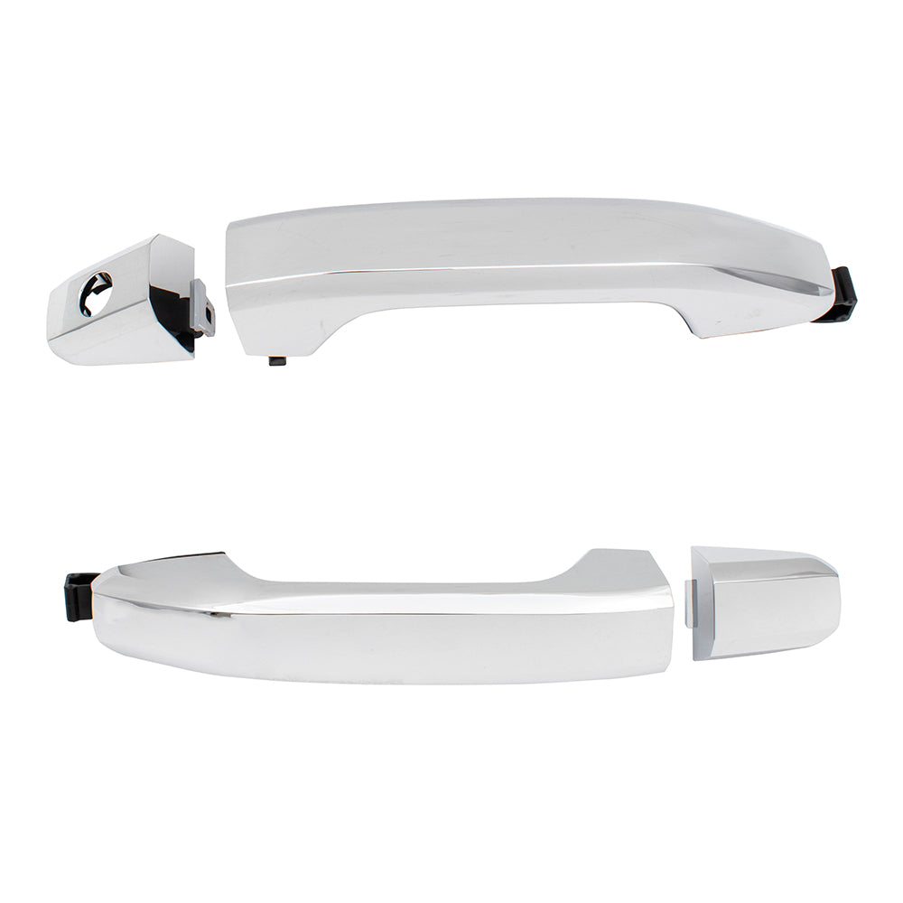 Brock Replacement Set Front Outside Door Handles Chrome Compatible with 14-19 Silverado Sierra Pickup Truck & 19 Sierra Limited/Silverado LD WITHOUT Passive Entry
