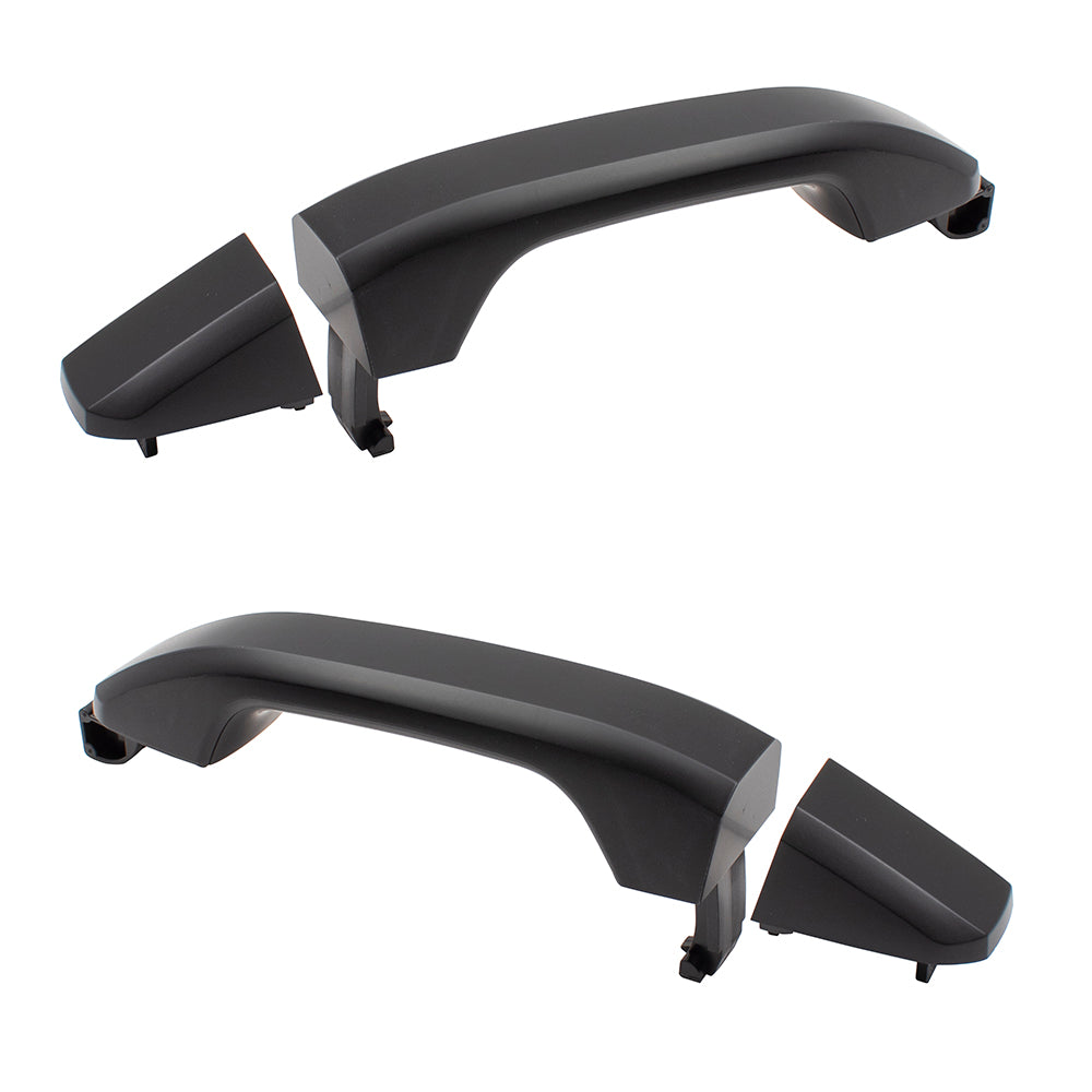 Brock Replacement Set Outside Rear Door Handles Textured w/ Caps Compatible with 14-19 Silverado Sierra Pickup Truck & 19 Sierra Limited/Silverado LD WITHOUT Passive Entry