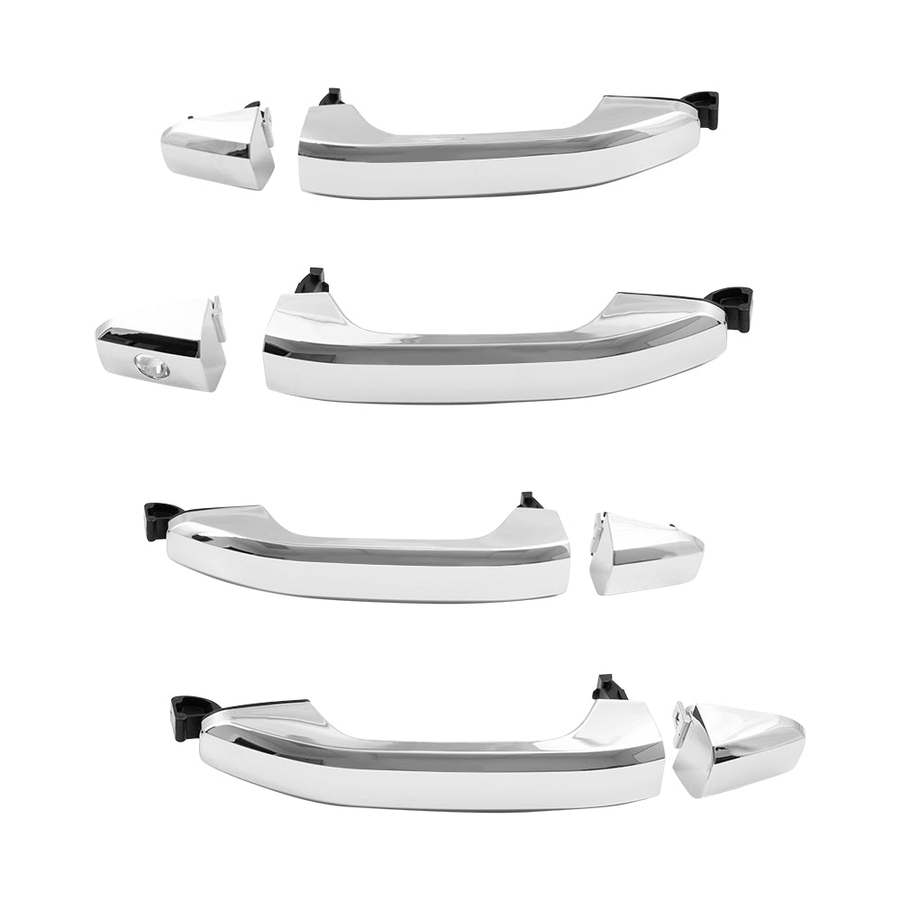 Brock Replacement Driver and Passenger Outside Door Handles with Caps EXCLUDES Passive Entry Chrome Compatible with 14-21 GM Truck