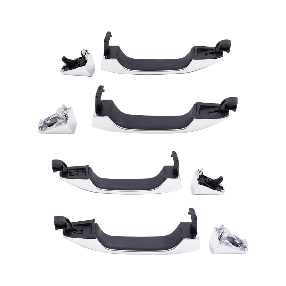 Brock Replacement Driver and Passenger Outside Door Handles with Caps EXCLUDES Passive Entry Chrome Compatible with 14-21 GM Truck