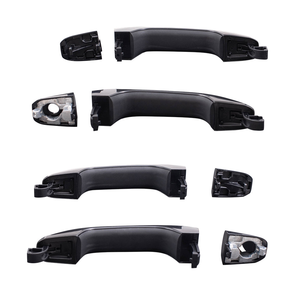 Brock Replacement Driver and Passenger Outside Door Handles with Caps EXC Passive Entry Paint to Match Black Compatible with 14-21 GM Truck