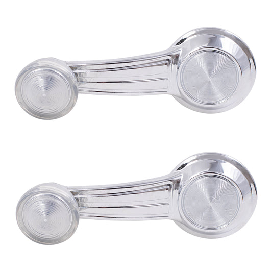 Brock Replacement Set Manual Window Cranks Chrome Handle w/ Clear Knob Compatible with Malibu Impala Monte Carlo LeSabre Camaro 1732326