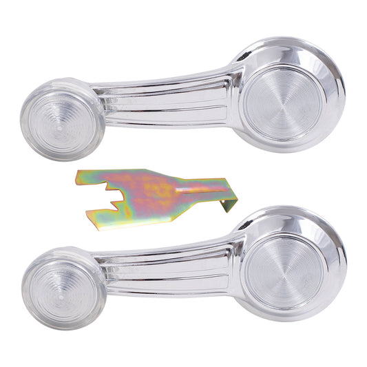 Brock Replacement 3 Pc Set Manual Window Cranks Chrome Handle w/ Clear Knob & Handle Removal Tool Compatible with Malibu Impala Monte Carlo LeSabre Camaro 1732326