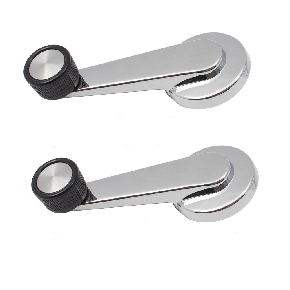 Brock Replacement Set Window Crank Handles Chrome w/ Black Knob Compatible with 1981-1994 C/K Pickup Truck Suburban Blazer 14026382