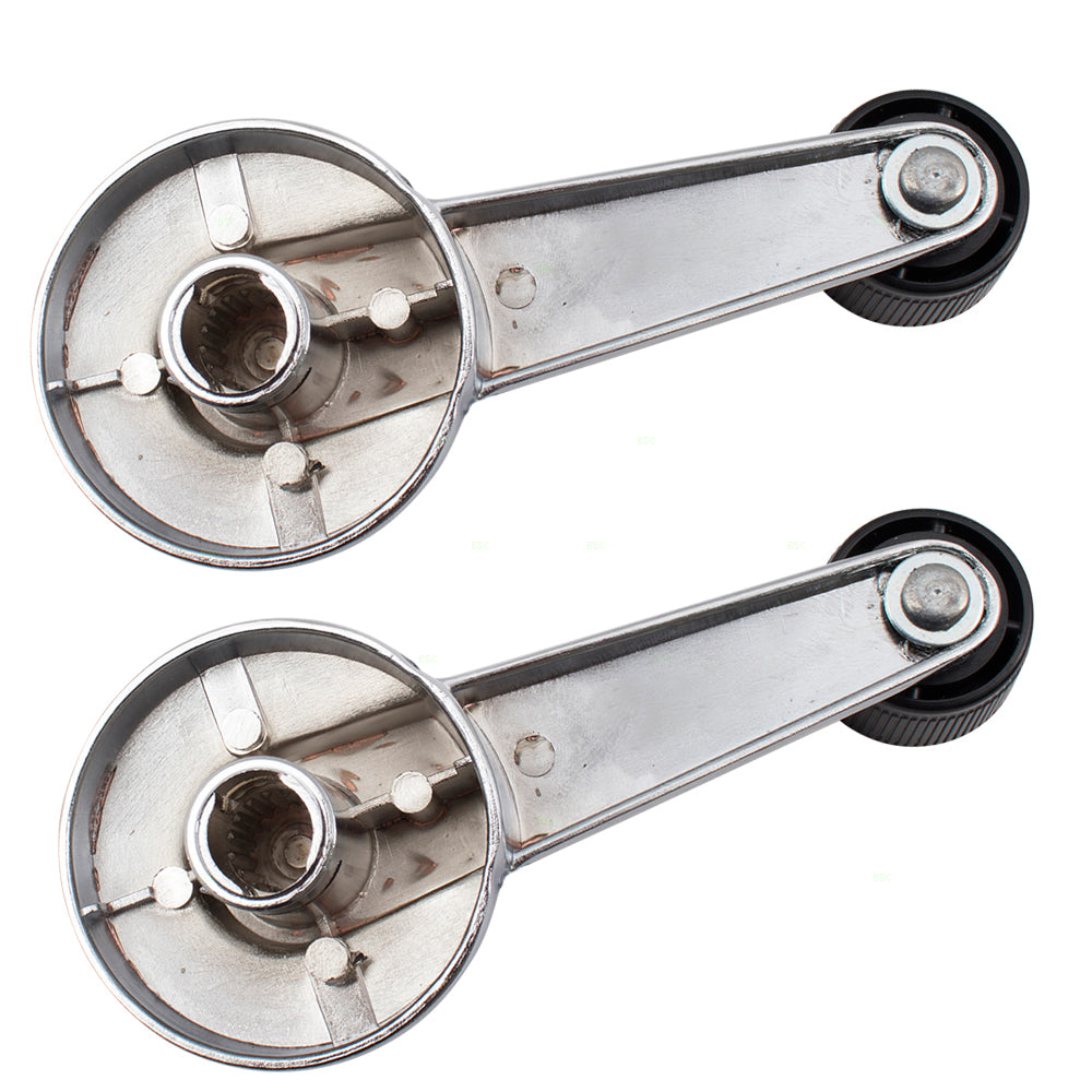 Brock Replacement Set Window Crank Handles Chrome w/ Black Knob Compatible with 1981-1994 C/K Pickup Truck Suburban Blazer 14026382