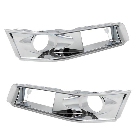 Brock Replacement Driver and Passenger Set Chrome Fog Light Bezels Compatible with 2008-2015 CTS with HID Headlights