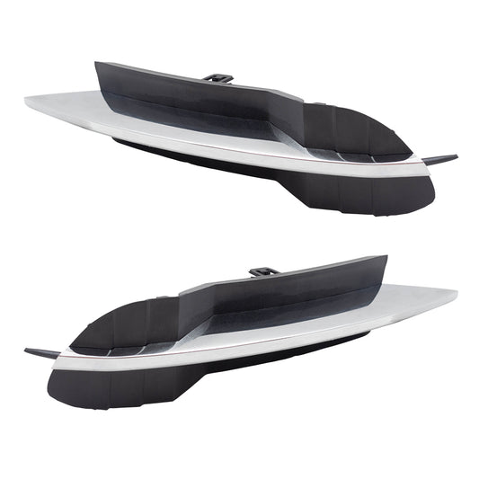 Brock Replacement Set Front Lower Outer Grille Covers with Chrome Trim Compatible with 2008-2012 Malibu LT LS