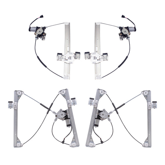 Brock Aftermarket Replacement Driver Left Passenger Right Power Window Regulators with Motor 4 Piece Set Compatible with 2003-2009 Humer H2
