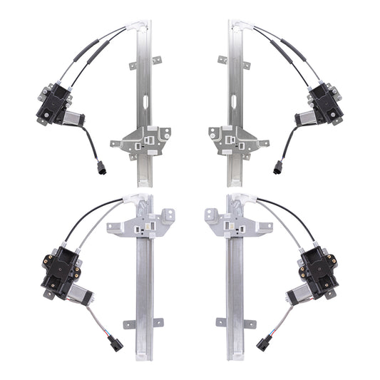 Brock Replacement Front and Rear Power Window Regulators with Motor 4 Piece Set Compatible with 1997-2003 Grand Prix Sedan