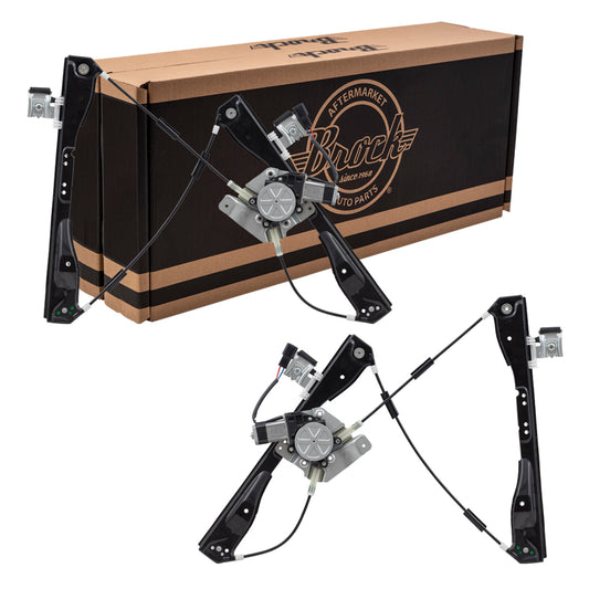 Brock Replacement Set Front Power Window Regulators with Lift Motors Compatible with 2008-2012 Malibu 25943968 25943967