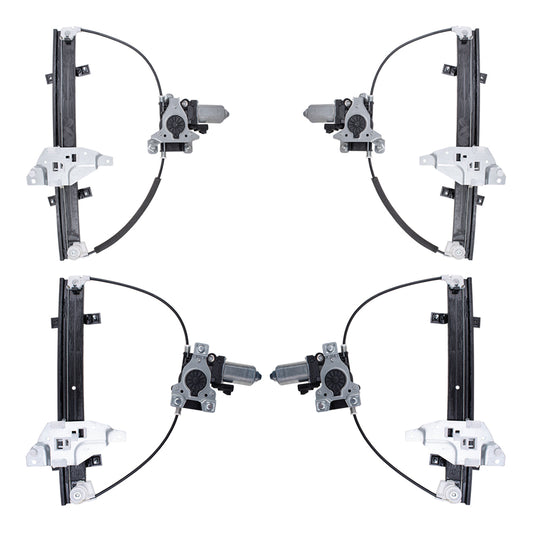 Brock Replacement 4 Pc Set Power Window Regulators with Motors Compatible with 1997-2005 Century