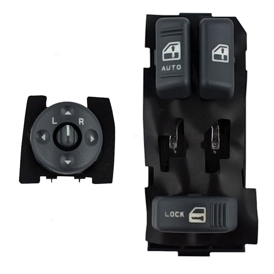 Brock Replacement 2 Piece Driver Set Power Master Window Switch with Remote Mirror Switches Compatible with 19244656