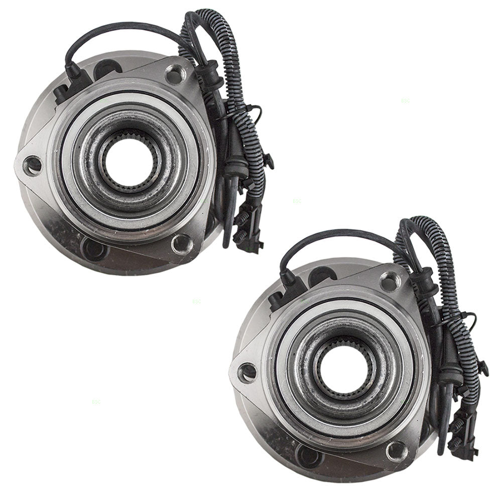 Brock Aftermarket Replacement Front Driver Left Passenger Right Hub/Bearing Assembly With 37 Inch ABS Cable Set Compatible With 2007-2010 Jeep Wrangler