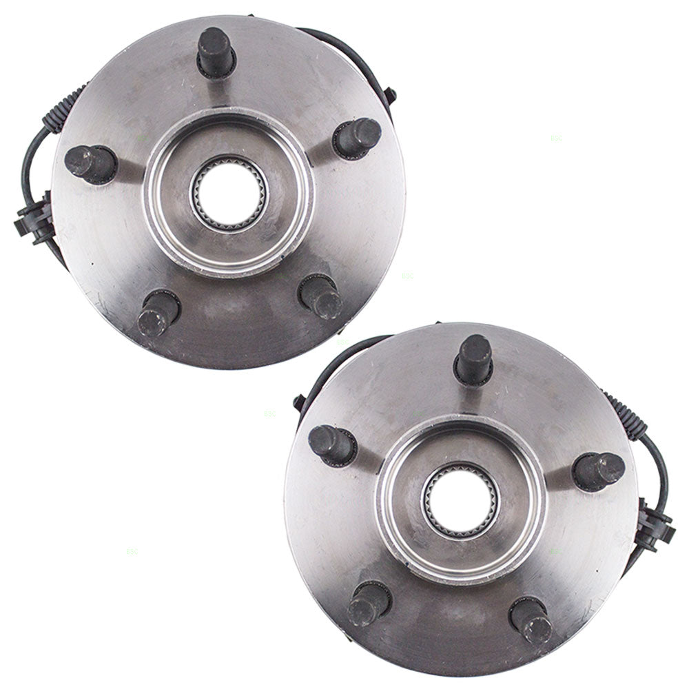 Brock Replacement Set Driver and Passenger Front Wheel Hubs with Bearings Compatible with 2002-2007 Liberty 52128693AB 52128692AF