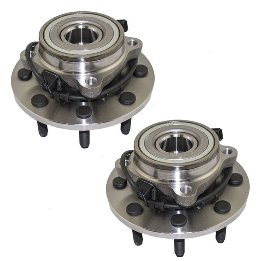Brock Replacement Pair Set Front Wheel Hubs with Bearings Compatible with 2003 2004 2005 2500 3500 Pickup Truck with 4-Wheel Drive 5103507AA