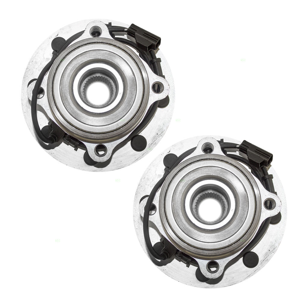 Brock Replacement Pair Set Front Wheel Hubs with Bearings Compatible with 2003 2004 2005 2500 3500 Pickup Truck with 4-Wheel Drive 5103507AA