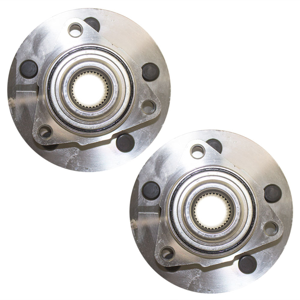 Brock Replacement Pair Set Front Wheel Hubs with Bearings Compatible with 2002-2005 1500 Pickup Truck with 2-Wheel ABS 68081028AA