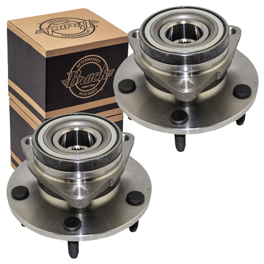 Brock Replacement Pair Set Front Wheel Hubs with Bearings Compatible with 1994-1996 1500 1997-1999 1500 Pickup Truck 4WD Rear-Wheel ABS 52008220