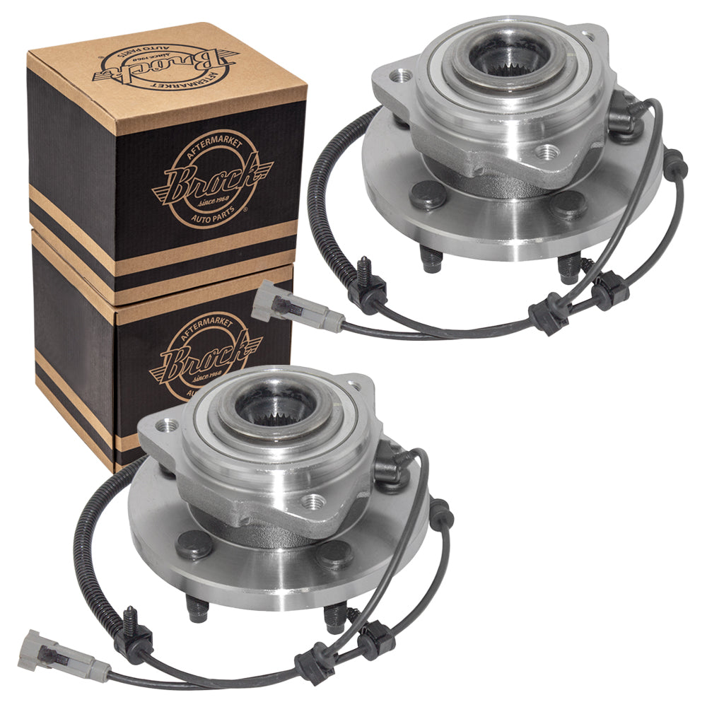 Brock Replacement Pair Set Front Wheel Hubs with Bearings Compatible with 2006-2010 Commander 2005-2010 Grand Cherokee 52089434AE HA590036 513234