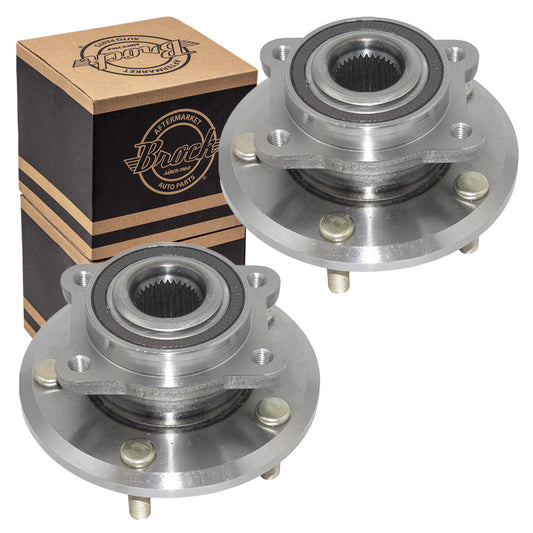 Brock Replacement Pair Set Front Wheel Hubs with Bearings Compatible with 2014 Promaster 2009-2016 Journey 68184748AB HA590344 513286