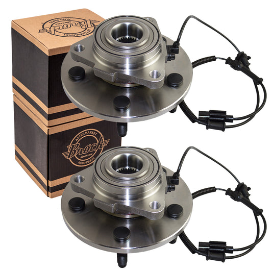 Brock Replacement Pair Set Front Wheel Hubs and Bearings Compatible with 2009-2011 1500 Pickup Truck 68024245AA 515126