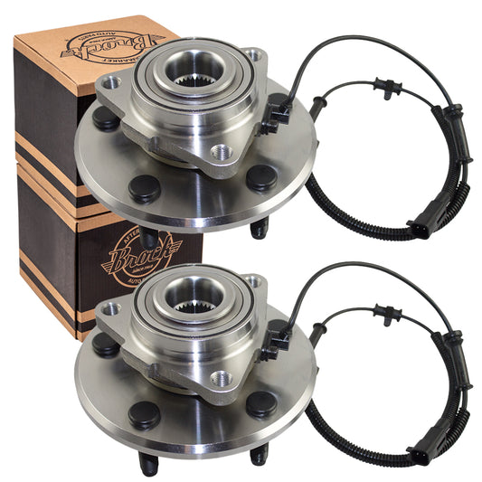 Brock Replacement Pair Set Front Wheel Hubs and Bearings Compatible with 2006 2007 2008 1500 & Crew Cab Pickup Truck 68088025AA 515113