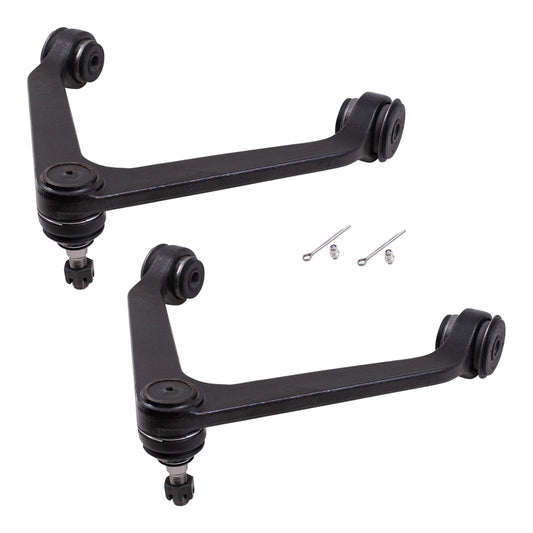 Brock Replacement Pair Set Front Upper Control Suspension Arms with Bushings & Ball Joints Compatible with 2004-2009 Durango 2002-2005 1500 Pickup 2007-2009 Aspen 52106577AI