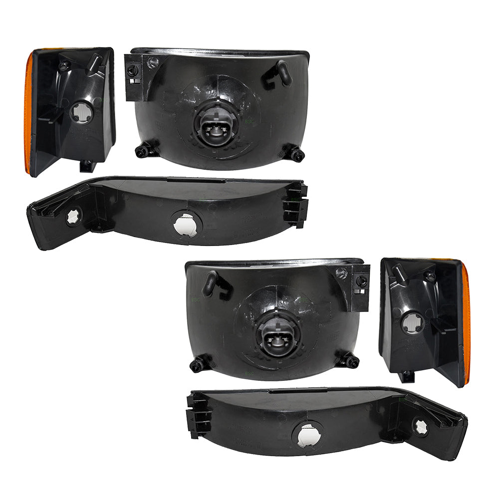 Headlights w/Front Park Signal Lamps & Side Markers Compatible with 1993-1996 Grand Cherokee
