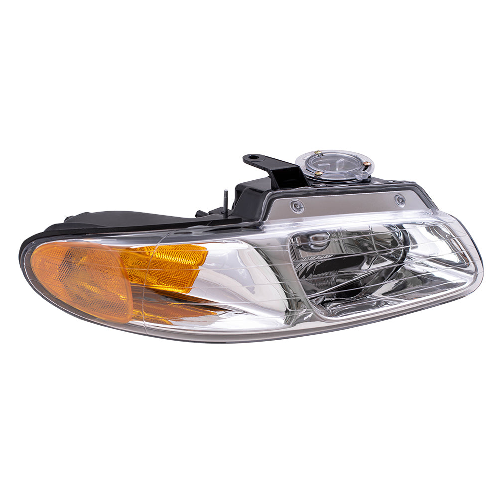 Brock Replacement Passenger Headlight Compatible with 1996-2000 Caravan Town & Country Voyager Van without Quad Lamps 4857040AB