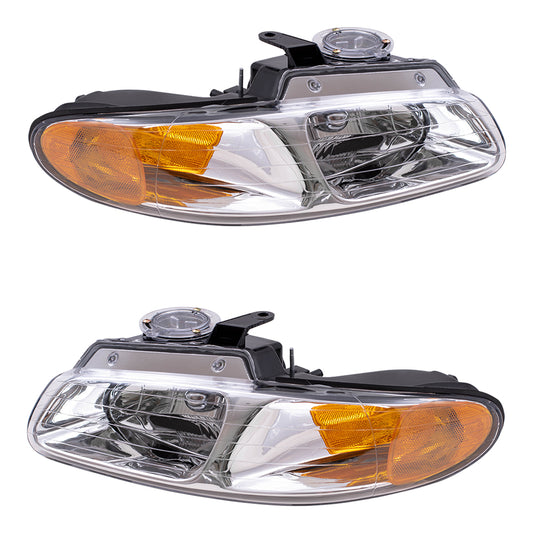 Headlight for 1996-1999 Caravan w/o Quad HeadLights 1996-2000 Grand Caravan 1996-2000 Town & Country 1996-1999 Voyager 1996-2000 Town and Country 4857041AB Set