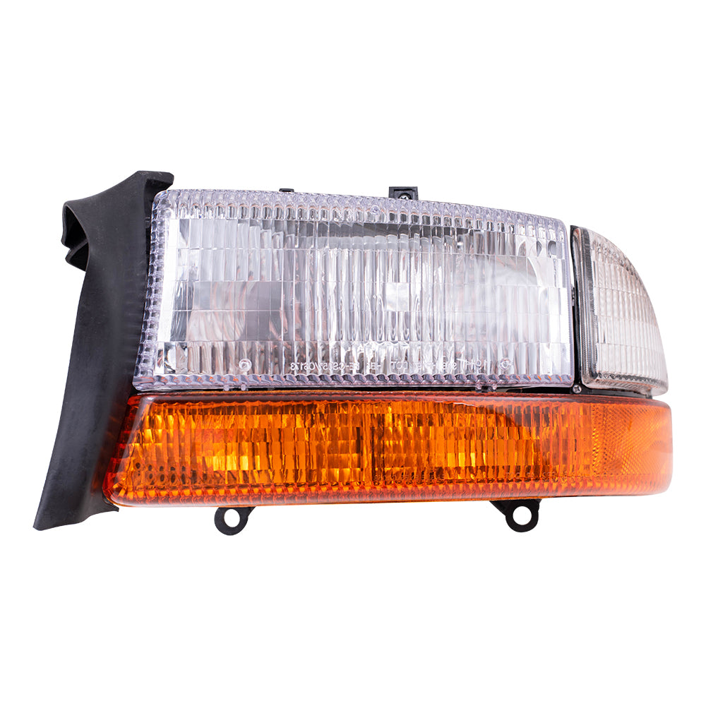 Brock Replacement Replacement Driver Composite Headlight Headlamp with Park Signal Lamp Compatible with 1998-2004 Dakota 55055111AI