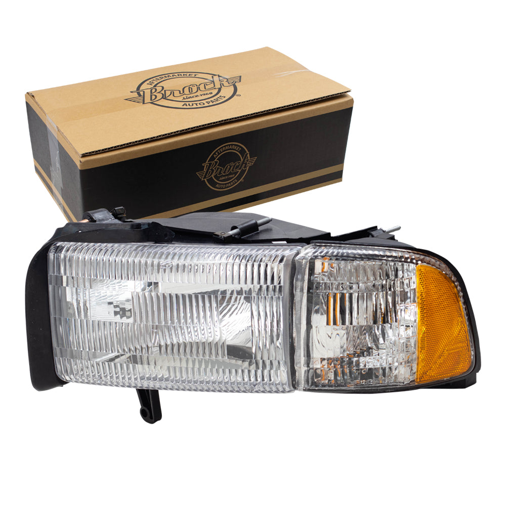 Brock Aftermarket Replacement Driver Left Halogen Combination Headlight and Corner Light Assembly