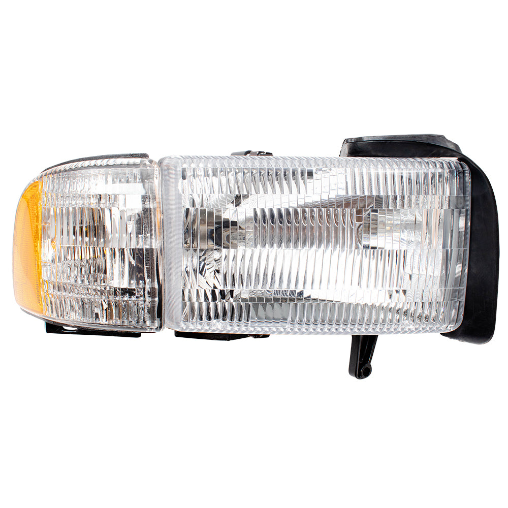 Brock Aftermarket Replacement Passenger Right Halogen Combination Headlight and Corner Light Assembly