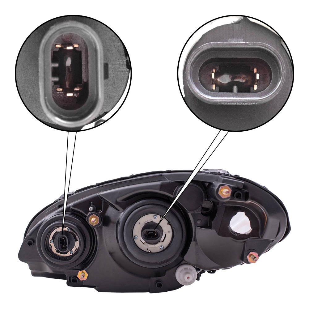 Brock Replacement Driver and Passenger Headlights Compatible with 2001-2005 PT Cruiser 5288765AI 5288764AI