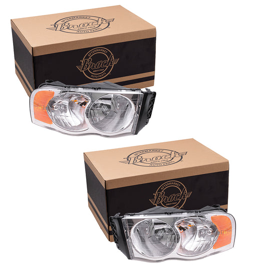Headlight for 2002-2005 Ram 1500 2003-2005 Ram 2500 2003-2005 Ram 3500 55077120AF Set