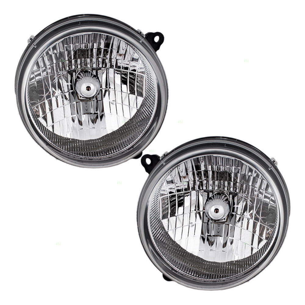 Brock Replacement Set Driver and Passenger Headlights Compatible with 2003-2004 Liberty 55155809AB 55155808AB