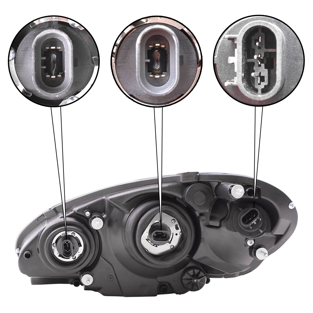 Brock Replacement Set Driver and Passenger Halogen Headlights Compatible with 2006-2010 PT Cruiser 5116043AB 5116042AB