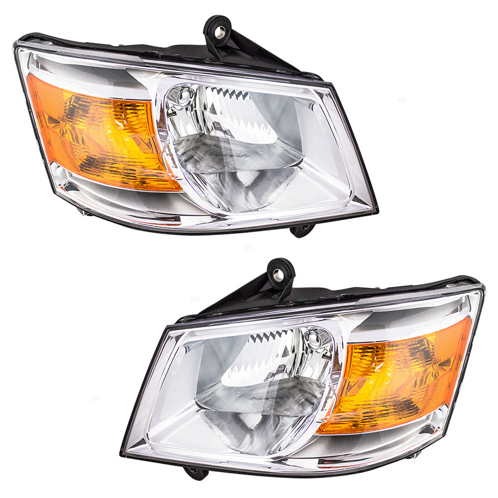 Brock Aftermarket Replacement Driver Left Passenger Right Halogen Combination Headlight Assembly Set Compatible With 2008-2010 Dodge Grand Caravan
