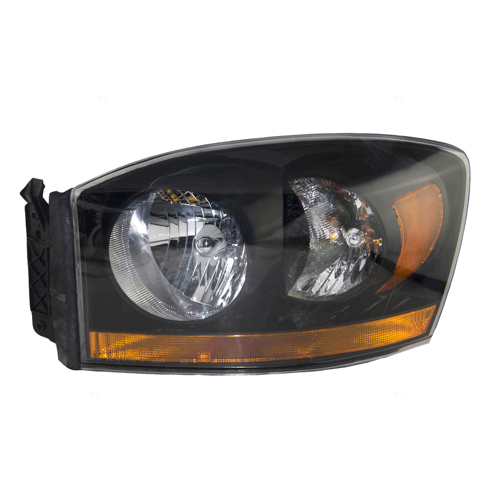 Brock Replacement Driver Headlight with Black Bezel Compatible with 2006 Pickup Truck 55372815AB