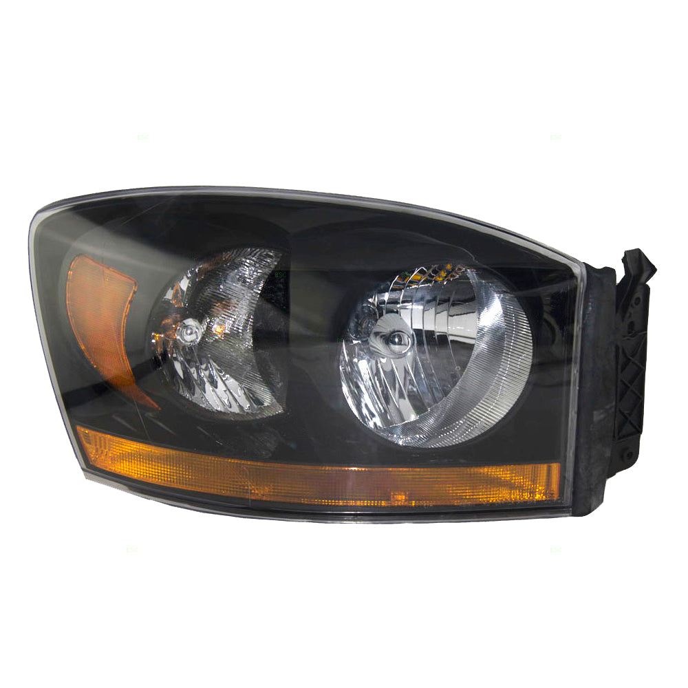 Brock Replacement Passenger Headlight with Black Bezel Compatible with 2006 1500 Pickup Truck 55372814AB